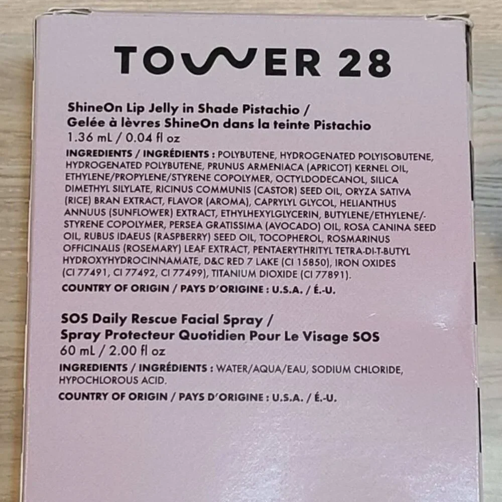 Tower 28 ShineOn Lip Jelly SOS Daily Rescue Facial Spray Set NIB Pistachio